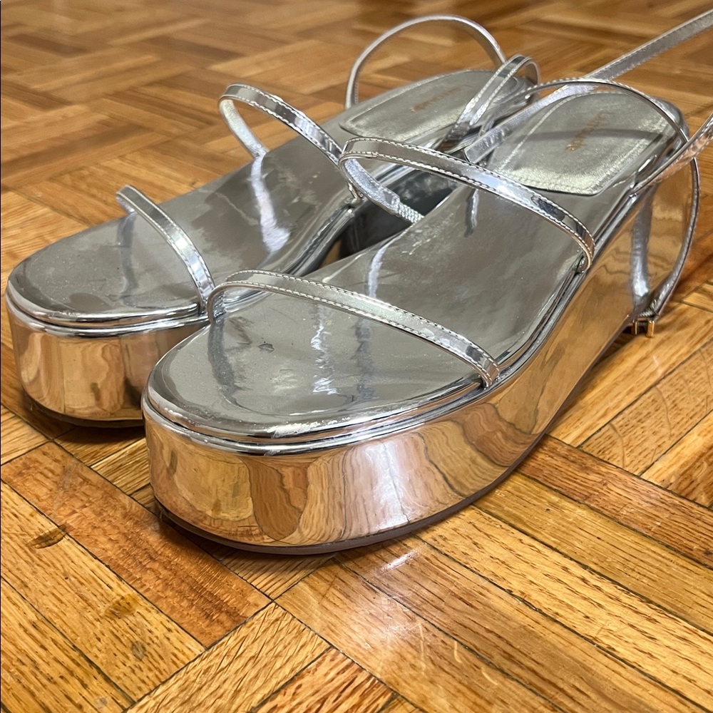 Larroude Silver Platform Sandals - image 8